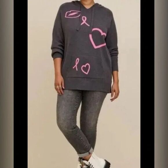 TORRID Breast Cancer Awareness Raglan‎ Hoodie Sweater Size 1 - Picture 1 of 8